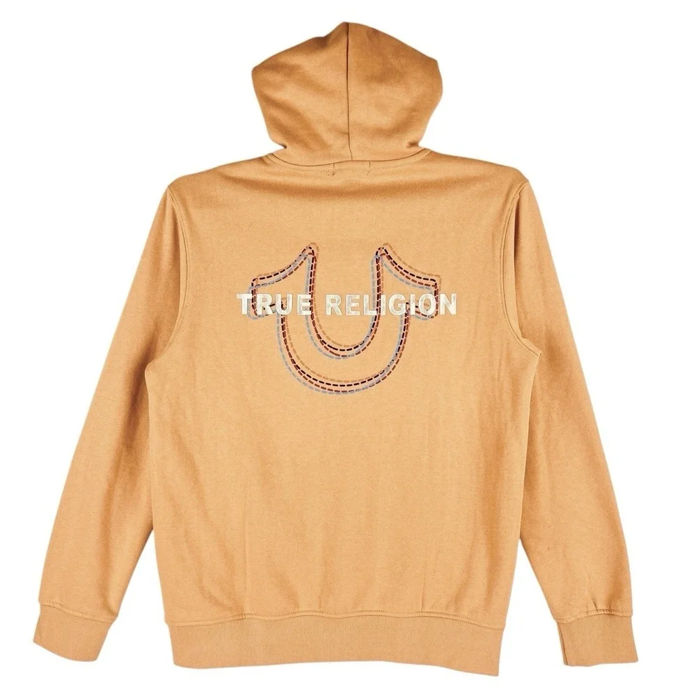 True Religion Men's Multi HS Fleece Zip Hoodie Sweatshirt Sz Medium Oak Buff NWT